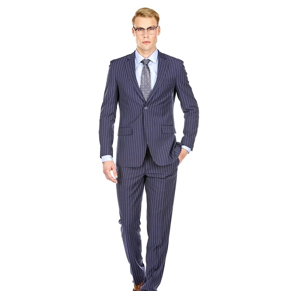 NWOT Braveman Navy Blue Pinstriped Men’s Blazer size 42S and Pants size …